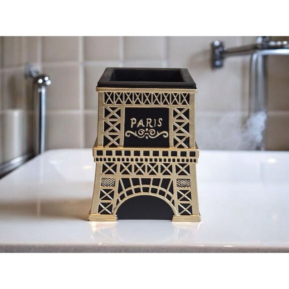 New Black & Gold Paris Eiffel Tower Bathroom Tooth Brush Holder Storage - Picture 1 of 3